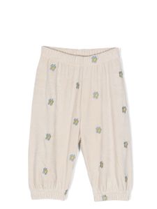 Stella McCartney Kids pantalon de jogging à fleurs brodées - Tons neutres