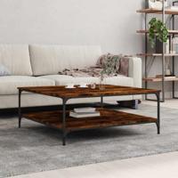 Salontafel 100x100x40 cm bewerkt hout gerookt eikenkleurig