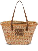 Miu Miu sac cabas Palmetto à patch logo - Tons neutres