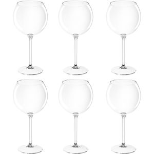 Set van 8x stuks rode wijn/gin tonic ballon glazen transparant 650 ml van onbreekbaar kunststof