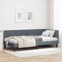 Hoekbedframe met hoofdeinde Donkergrijs 90 x 190 cm Fluweel