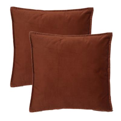 Bank/sierkussens huiskamer Sophia - 2x stuks - 52 x 52 cm - Terracotta - polyester - met rits
