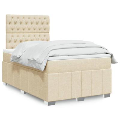 Boxspring met matras stof crèmekleurig 120x200 cm