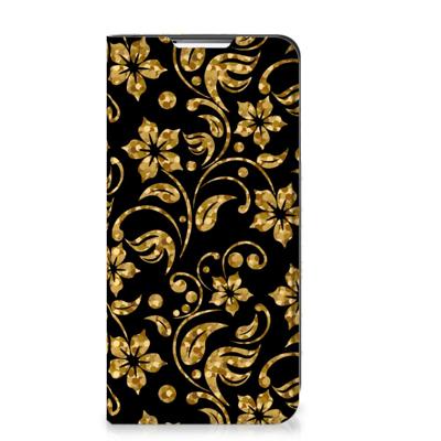 Samsung Galaxy S22 Plus Smart Cover Gouden Bloemen Samsung Galaxy S22 Plus Smart Cover Gouden Bloemen