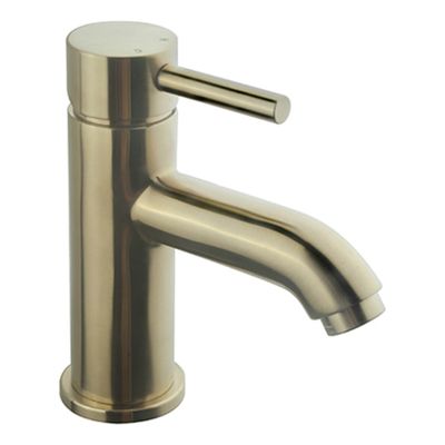 Wiesbaden Cadans wastafelkraan uitloop 7 cm opbouw rond Geborsteld messing PVD