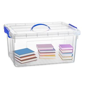 Opslagbox met deksel - transparant blauw - 34 liter - 53 x 39 x 25 cm - kunststof