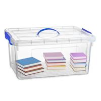 Opslagbox met deksel - transparant blauw - 34 liter - 53 x 39 x 25 cm - kunststof