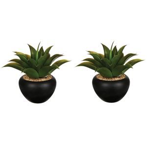 Set van 2x stuks atmosphera Aloe Vera kunstplanten in keramische pot 37 cm