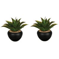 Set van 2x stuks atmosphera Aloe Vera kunstplanten in keramische pot 37 cm - thumbnail