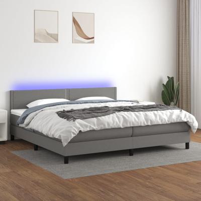 Boxspring met matras en LED stof donkergrijs 200x200 cm