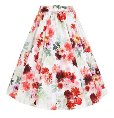 Hearts & Roses Pippa Floral Swing Skirt White -XL