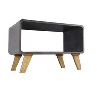 HSM Collection salontafel rechthoek - grijs beton/teak - 90x60x42 cm - Leen Bakker - thumbnail