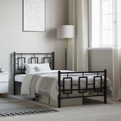 Bedframe met hoofd- en voeteneinde metaal zwart 100x190 cm