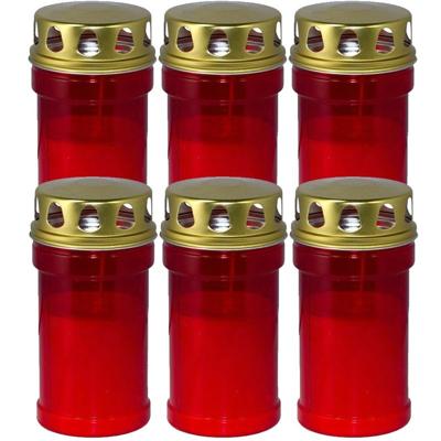 Trend Candles grafkaars - 6x - gedenklicht met deksel - rood - 7 x 14 cm - 2,5 dag - Gedenkkaars