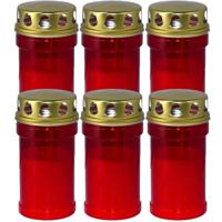 Trend Candles grafkaars - 6x - gedenklicht met deksel - rood - 7 x 14 cm - 2,5 dag - Gedenkkaars