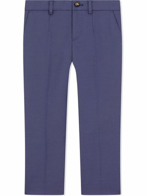 Dolce & Gabbana Kids pantalon en laine mélangée - Bleu