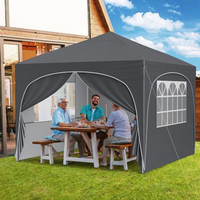 3 x 3 M Paviljoen met 4 Afneembare Zijwanden Tuinzelt incl. Roltas met 8 Haringen 4 Ankers Grijs