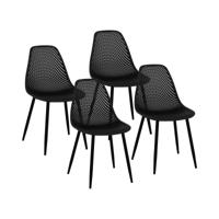 Stoel - set van 4 - tot 150 kg - zitting 52 x 46.5 cm - zwart