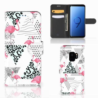 Samsung Galaxy S9 | Telefoonhoesje | Met pasjeshouder | Flamingo Triangle