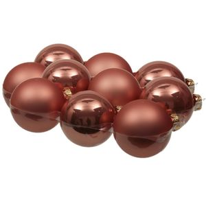 12x stuks glazen kerstballen koraal roze 8 cm mat/glans