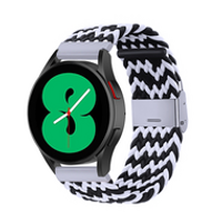 Braided nylon bandje - Zwart / wit - Samsung Galaxy Watch 6 - 40mm & 44mm - thumbnail