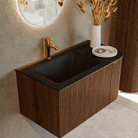 Badmeubel Mondiaz Kurve | 85 cm | Meubelkleur Walnut | Wastafelkleur Urban | Links spoelbak | 1 kraangat