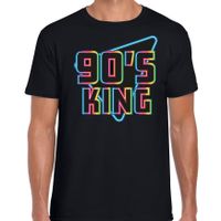 Nineties party verkleed t-shirt heren - jaren 90 feest outfit - 90s king - zwart - thumbnail