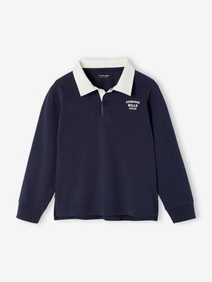 Gestreepte polo voor jongens marineblauw