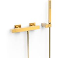 Douchekraan Tres Slim | Opbouw | Mengkraan | 1-weg | hoh 15 cm | 1-knop | Vierkant | 24k Goud glans