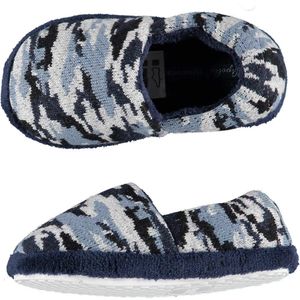 Jongens instap slippers/pantoffels army blauw maat 27-28