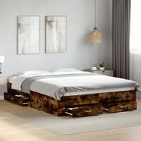 Bedframe met lades bewerkt hout gerookt eikenkleurig 140x200 cm