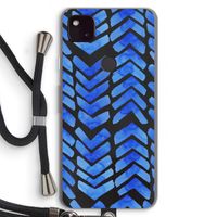 Blauwe pijlen: Pixel 4a 5G Transparant Hoesje met koord