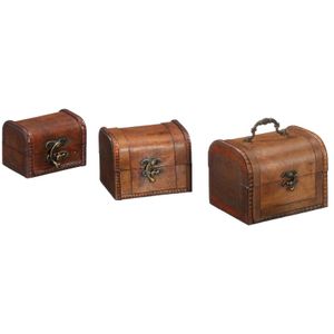 Set van 3 houten opbergkistjes donkerbruin