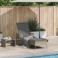 Ligbed met kussen Lichtgrijs 157 x 55 x 92cm poly rattan