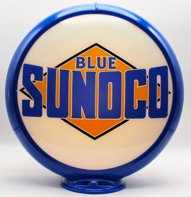 Blue Sunoco Pre 1941 Black Diamond Benzinepomp Bol - Glazen Lenzen