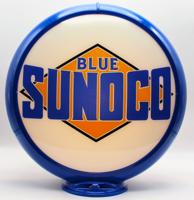 Blue Sunoco Pre 1941 Black Diamond Benzinepomp Bol - Glazen Lenzen