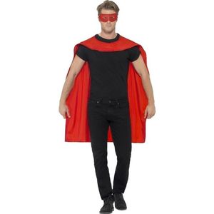 Rode verkleed cape met oogmasker voor volwassenen