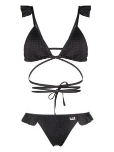 Ea7 Emporio Armani bikini volanté à imprimé animalier - Noir