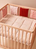 Modulaire bedbumper / veranderbare boxrand HAPPY BOHEME roze, bedrukt