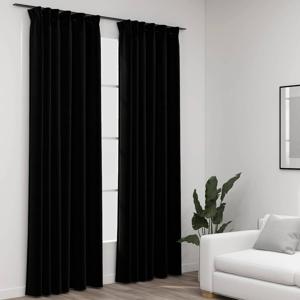 VidaXL Gordijnen linnen-look verduisterend haken 2 st 140x225 cm zwart