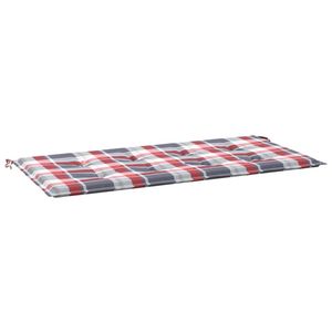 The Living Store Tuinbankkussen - Oxford stof - 100 x 50 x 3 cm - Rood ruitpatroon