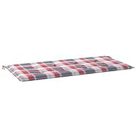 The Living Store Tuinbankkussen - Oxford stof - 100 x 50 x 3 cm - Rood ruitpatroon