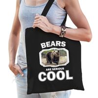 Dieren bruine beer tasje zwart volwassenen en kinderen - bears are cool cadeau boodschappentasje - thumbnail