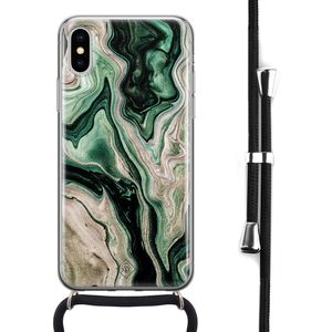 iPhone X/XS hoesje met koord - Green waves