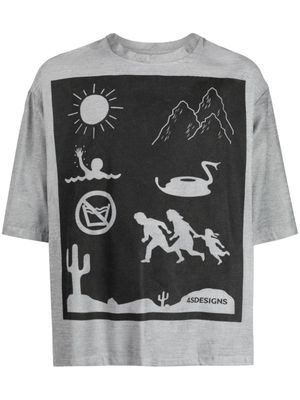 4SDESIGNS t-shirt chiné à imprimé graphique - Gris