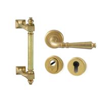 Hardbrass Voordeurset Monaco/Ginerva 3-delig linkswijzend - messing getrommeld