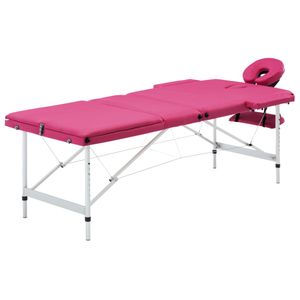 VidaXL Massagetafel inklapbaar 3 zones aluminum roze