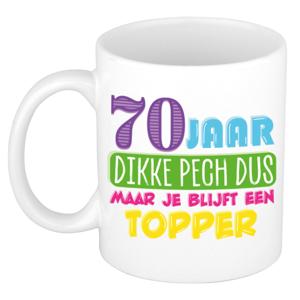 Verjaardag cadeau mok 70 jaar - wit - dikke pech dus - 300 ml - Keramiek