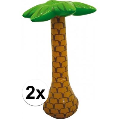 Opblaasbare palmboom - 2x - 65 cm - hawaii/tropische versiering - opblaas palm - feestartikelen
