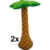 Opblaasbare palmboom - 2x - 65 cm - hawaii/tropische versiering - opblaas palm - feestartikelen